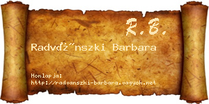 Radvánszki Barbara névjegykártya